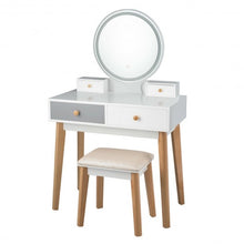 Load image into Gallery viewer, Set 3 Vanity Table Color Lighting Modes Make Up Table & Stool Set