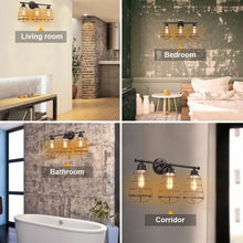 Load image into Gallery viewer, 3-Light Vanity Lamp Bathroom Fixture with Metal Wire Cage