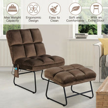 Load image into Gallery viewer, Massage Chair Velvet Accent Sofa Chair with Ottoman and Remote Control-Brown