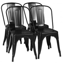 Load image into Gallery viewer, Set of 4 Dining Side Stackable Cafe Metal Chairs-Black