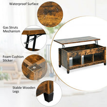 Load image into Gallery viewer, Lift Top Coffee Table with Hidden Storage Compartment- Brown