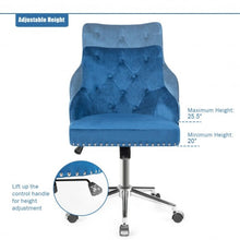 Load image into Gallery viewer, Tufted Upholstered Swivel Computer Desk Chair with Nailed Tri-Blue