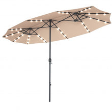 Load image into Gallery viewer, 15 Ft Patio LED Crank Solar Powered 36 Lights Umbrella-Beige
