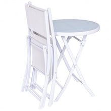 Load image into Gallery viewer, 3 Pcs Folding Garden Patio Table Chairs Set-White