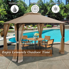 Load image into Gallery viewer, 12" x 10" Outdoor Double Top Patio Gazebo-Brown