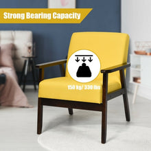 Load image into Gallery viewer, Solid Rubber Wood Fabric Accent Armchair-Yellow