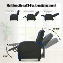 Load image into Gallery viewer, Massage Racing Gaming Single Recliner Chair-Blue