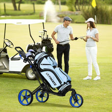 Load image into Gallery viewer, Folding Golf Push Cart with Scoreboard Adjustable Handle Swivel Wheel-Blue