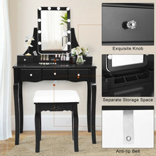 Load image into Gallery viewer, Dimmable Bulbs Touch Switch Vanity Dressing Table Set with Removable Box-Black