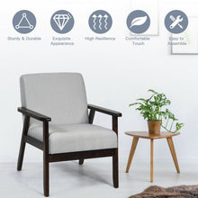 Load image into Gallery viewer, Solid Rubber Wood Fabric Accent Armchair-Light Gray