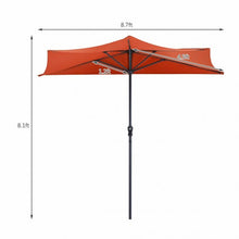 Load image into Gallery viewer, 9Ft Patio Bistro Half Round Umbrella -Orange
