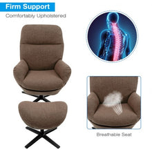 Load image into Gallery viewer, Modern Swivel Rocking Chair and Ottoman Set with Aluminum Alloy Base-Coffee