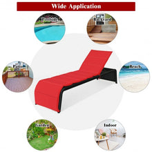 Load image into Gallery viewer, Patio Rattan Lounge Chair Back Adjustable Chaise Recliner with Cushioned-Red