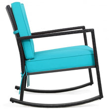 Load image into Gallery viewer, Patio Rattan Rocker Outdoor Glider Rocking Chair Cushion Lawn-Turquoise