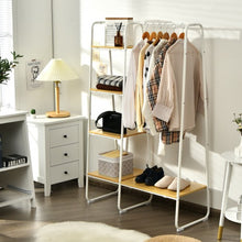 Load image into Gallery viewer, Clothes Rack Free Standing Storage Tower with Metal Frame-Natural