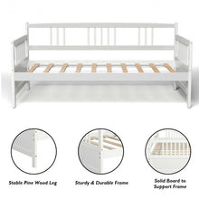 Load image into Gallery viewer, Twin Size Wooden Slats Daybed Bed with Rails-White