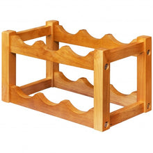 Load image into Gallery viewer, 2-Tier Bar Kitchen 6-Bottle Wine Display Holder with Wooden Tabletop