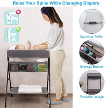 Load image into Gallery viewer, Portable Infant Changing Station Baby Diaper Table with Safety Belt-Gray