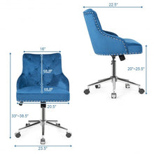 Load image into Gallery viewer, Tufted Upholstered Swivel Computer Desk Chair with Nailed Tri-Blue