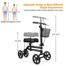 Load image into Gallery viewer, Medical Steerable Knee Walker with Dual Braking System-Black