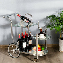Load image into Gallery viewer, Kitchen Glass Shelves Metal Frame Serving Rolling Cart