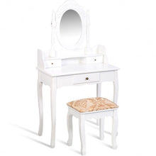 Load image into Gallery viewer, White Vanity Makeup Dressing Table with Rotating Mirror + 3 Drawers
