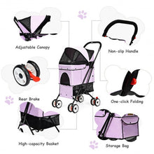 Load image into Gallery viewer, Pet Foldable Cage Stroller For Cat And Dog-Pink