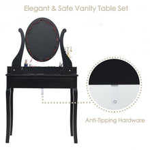 Load image into Gallery viewer, Touch Switch Makeup Dressing Vanity Table Set with 10 Light Bulbs-Black