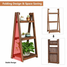 Load image into Gallery viewer, 3-Tier Folding Flower Stand Rack Wood Plant Storage Display Shelf