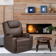 Load image into Gallery viewer, 8 Heated Swivel Point Massage Recliner Chair-Coffee