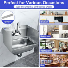 Load image into Gallery viewer, Stainless Steel Sink NSF Wall Mount Hand Washing Sink w/ Faucet and Side Splash