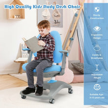 Load image into Gallery viewer, Kids Adjustable Height Depth Study Desk Chair with Sit-Brake Casters-Blue