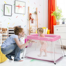 Load image into Gallery viewer, Portable Lightweight Baby Playpen Playard with Travel Bag-Pink