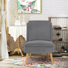 Load image into Gallery viewer, Velvet Accent Chair with Rubber Wood Legs for Living Room-Gray