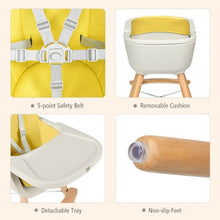 Load image into Gallery viewer, 3 in 1 Convertible Wooden High Chair with Cushion-Yellow