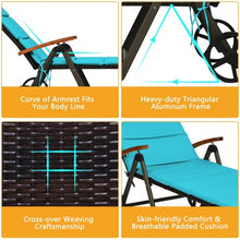 Load image into Gallery viewer, Outdoor Chaise Lounge Chair Rattan Lounger Recliner Chair-Turquoise