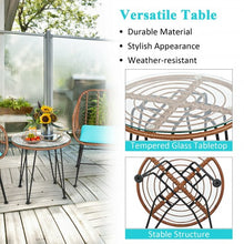 Load image into Gallery viewer, 3 Pcs Patio Rattan Bistro Set with Cushion-Turquoise