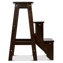 Load image into Gallery viewer, Folding Multi-functional 3-tier Ladder Wood Step Stool-Coffee