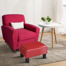 Load image into Gallery viewer, Small PU Leather Rectangular Seat Ottoman Footstool-Red