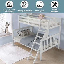 Load image into Gallery viewer, Twin over Full Bunk Bed Rubber Wood Convertible with Ladder Guardrail-White
