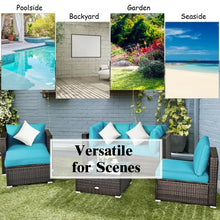 Load image into Gallery viewer, 6 Pcs Patio Rattan Furniture Set with Sectional Cushion-Turquoise