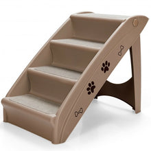 Load image into Gallery viewer, Collapsible Plastic Pet Stairs 4 Step Ladder for Small Dog and Cats-Coffee