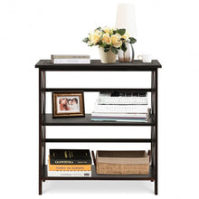 Load image into Gallery viewer, 3-Tier Wooden Open Shelf Bookcase with X-Design-Coffee