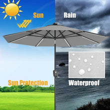 Load image into Gallery viewer, 9 Ft Patio Solar Powered Umbrella with LED Light-Gray