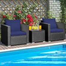 Load image into Gallery viewer, 3 Pcs Patio wicker Furniture Set with Cushion-Navy