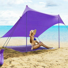 Load image into Gallery viewer, 7' x 7' Family Beach Tent Canopy Sunshade w/ 4 Poles-Purple