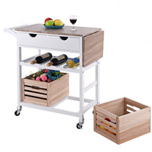 Load image into Gallery viewer, Rolling Kitchen Island Trolley Cart with Wine Shelf