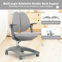 Load image into Gallery viewer, Kids Adjustable Height Depth Study Desk Chair with Sit-Brake Casters-Gray