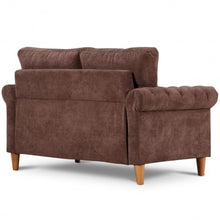 Load image into Gallery viewer, Modern Upholstered 2-Seater Nailhead Linen Fabric Sofa-Brown