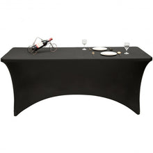 Load image into Gallery viewer, 2Pcs 8 ft Rectangular Spandex Wedding Tablecloth-Black